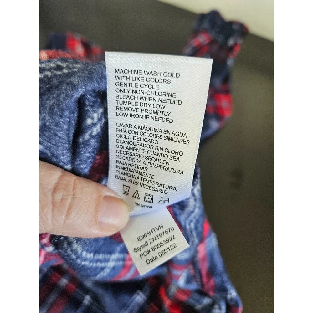 Nautica Pajama Set M Plaid Navy Red Stretch Sleepwear NWT Cozy Holiday‎